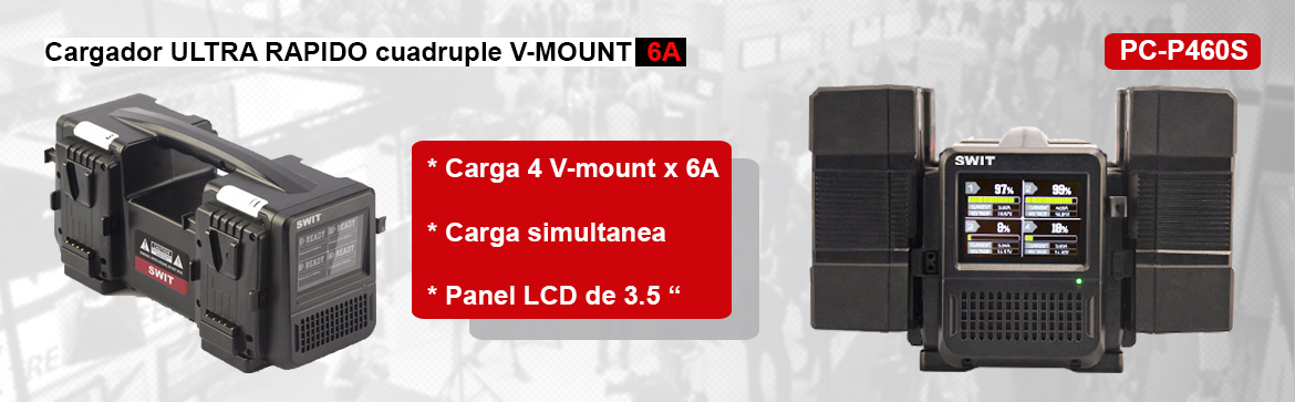 Cargador cuadruple ultra rapido V-Mount PC-P460S